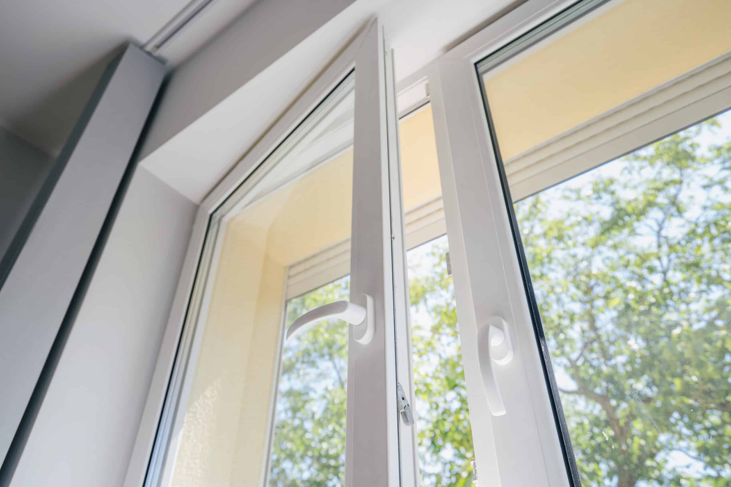 Opened pvc window in room at apartment