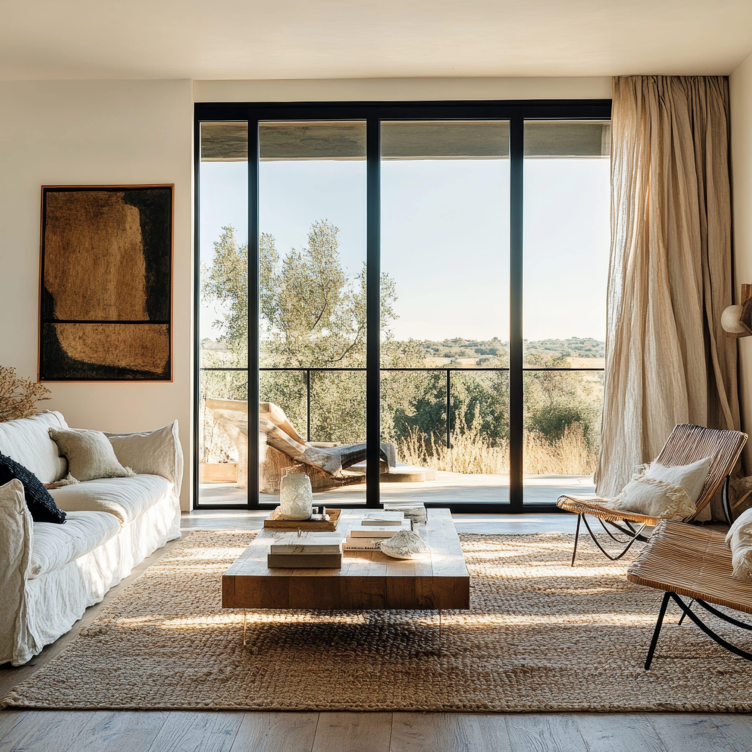 Living room with couch table with two chairs