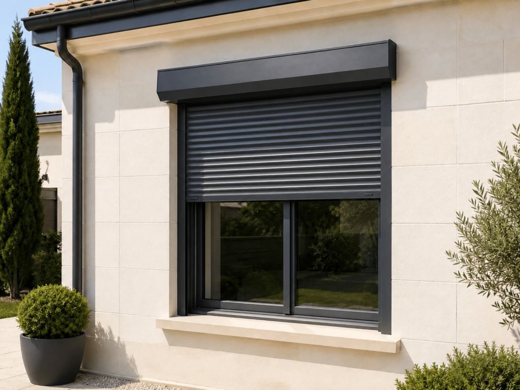 Volet orientable chartreuse et pergola